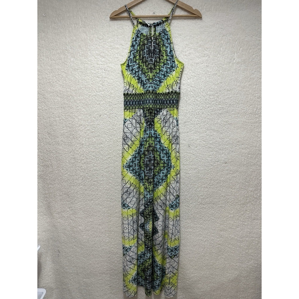 London Times Sleeveless Multicolored‎ Maxi Dress Blue Green Sz 6